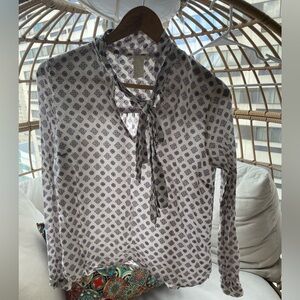 H&M Tie-Neck Patterned Blouse